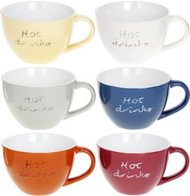 Набір 6 керамічних чашок "Hot Drinks" 450мл, яскраві