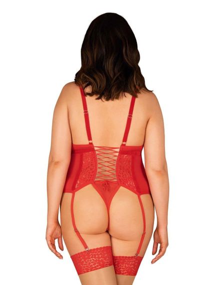 Корсет с подтяжками для чулок Obsessive Blossmina corset Красный 4XL/5XL | Зображення 1