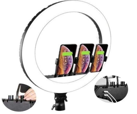 Мощная кольцевая LED лампа 54см 220V 3 крепл.тел. + пульт + чехол БЕЗ ШТАТИВА Leo Soft Ring Light  RL-21 Черный (RL-21_1746) | Зображення 3