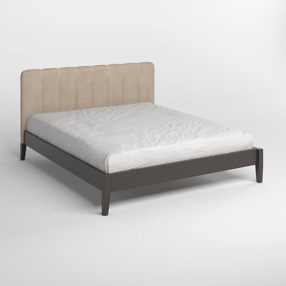 Двоспальне дерев&#039;яне ліжко Mebigrand Лондон ДК Графітовий (RAL9011)/Аляска 23 (Бежевий) Б1 160х200 см (MBG-6778) | Зображення 1