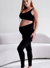 Женские теплые лосины для беременных на меху с высокой посадкой StK195, цвет черный, размер подходит на 42-54