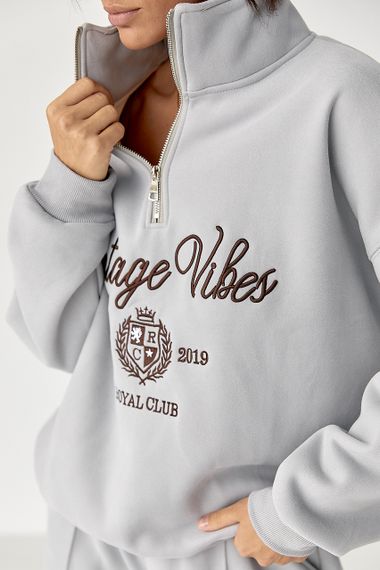 Утеплений спортивний костюм зі світшотом та джогерами - сірий цвет, M (є розміри) | Зображення 3