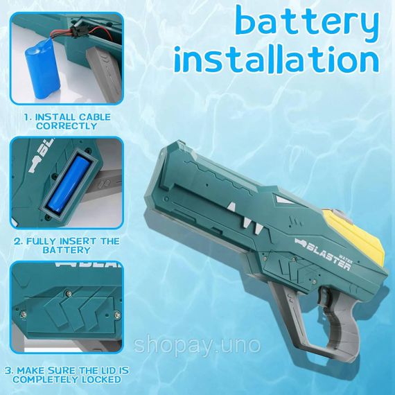 Водяной пистолет детский «Крокодил» Water Gun • Аккумуляторный водный бластер с автоматическим набором воды для летних игр | Зображення 4
