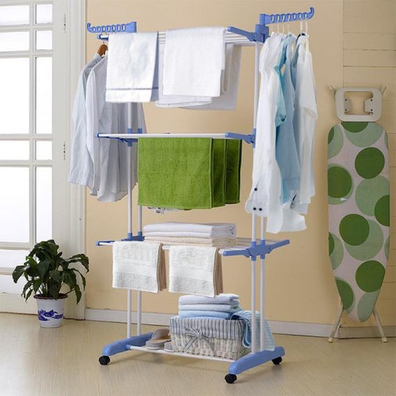 Сушарка для білизни підлогова Tiers Garment Rack With Wheels Синя | Зображення 5