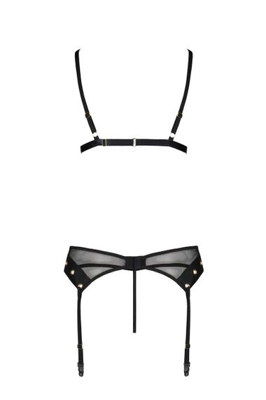 Комплект білизни Passion NESSY SET S/M black, бюстгальтер, пояс для панчіх, стрінги | Зображення 3