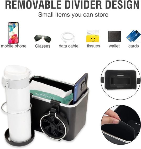 Органайзер в автомобіль, Ящик для зберігання Підсклянники для води, Ящик для зберігання серветок із 2 тримачами | Зображення 5