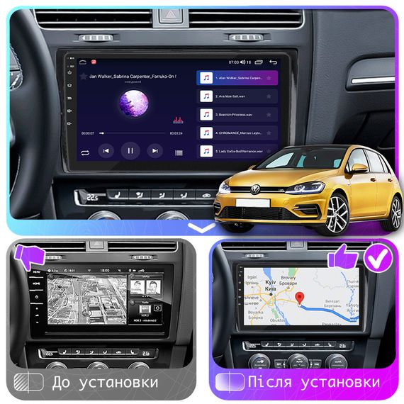 Штатная магнитола 9" Lesko для Volkswagen Golf VII Рестайлинг 2017-н.в. 2/32Gb CarPlay 4G Wi-Fi GPS Prime | Зображення 2
