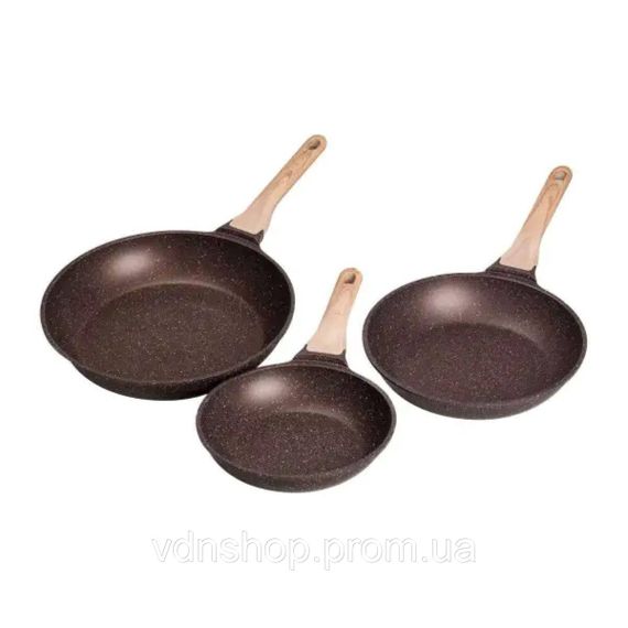 Набор сковородок из 3 предметов с толстым дном из алюминия MGC кофейный HP-4-410CO | Зображення 2
