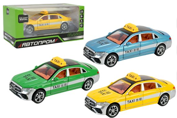 Машина металева AP74240 Mercedes Benz E300L (Taxi), 1:32, батарейка, світло, звук, відкриваються двері, коробка р.19,5x9x9см АВТОПРОМ