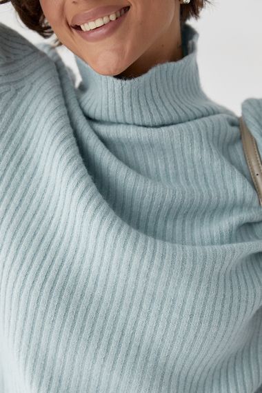 В'язаний гольф у рубчик - блакитний цвет, ONE SIZE (є розміри) | Зображення 3