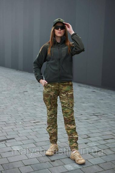 Жіноча флісова кофта з накладками Military олива | Зображення 2