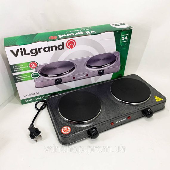 Бытовая электро-плитка ViLgrand, Удобная плита для кухни, Электроплита настольная с двумя комфорками QH-56 | Зображення 1