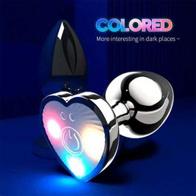 Стальная cветящаяся анальная пробка Magic Motion Equinox USB с Д/У - 8,2*3,4 см – Анальные игрушки