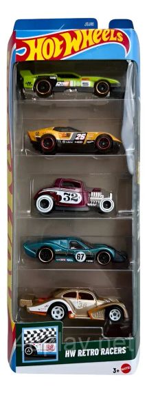Hot Wheels Retro Racers Подарунковий набір з 5-ти гоночних ретро автомобілів Хот Вілс