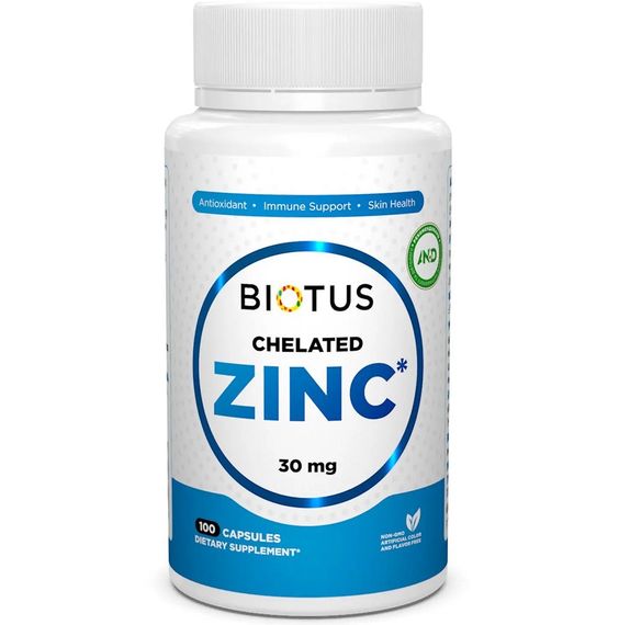 Микроэлемент Цинк Biotus Chelated Zinc 30 mg 100 Caps BIO-530357
