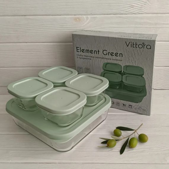 Набір контейнерів харчових Vittora Element Green VT-161011 5 предметів зелений | Зображення 2