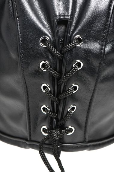 Маска з рогами Master Series: Dungeon Demon Bondage Mask with Horns, чорна Sex Aura | Зображення 5