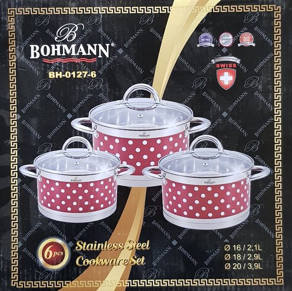 Набор кастрюль Bohmann BH-0127-6, 6 предметов нержавеющая сталь, для индукции | Зображення 9