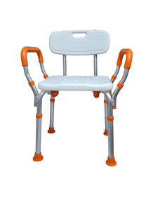 Стілець для душу та ванни зі спинкою і підлокітниками, телескопічний, алюмінієвий 5041RBOR