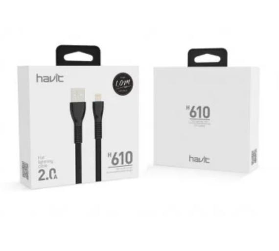Кабель USB Lightning Havit HV-H610  2,0A 1,8 м чорний | Зображення 1