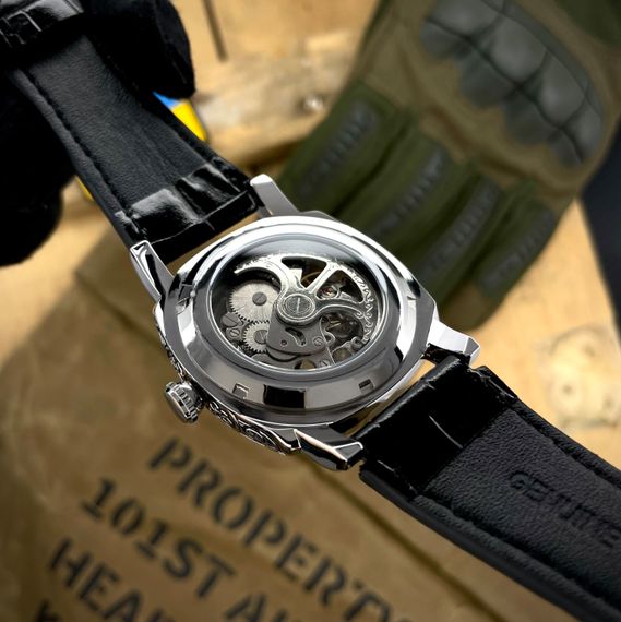 Класичний чоловічий годинник Awarder 021-3D Скелетон Не забуду дім Silver-White | Зображення 3