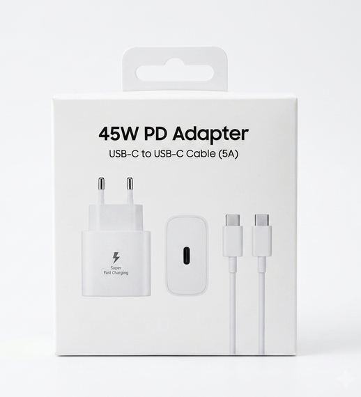 Сетевое зарядное устройство Travel Charger адаптер 1 порт USB-C 45W кабель USB-C 5A Белый | Зображення 4