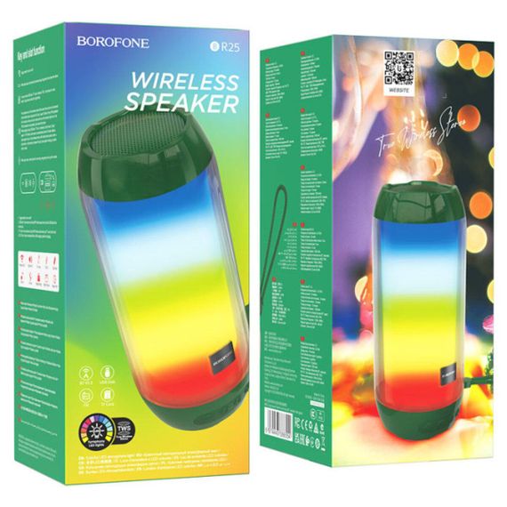 Портативная колонка BOROFONE BR25 Crazy sound colorful luminous BT speaker Dark Green | Зображення 1
