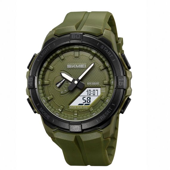 Чоловічий наручний годинник Skmei 2583AG Army Green у мілітарі стилі з водозахистом