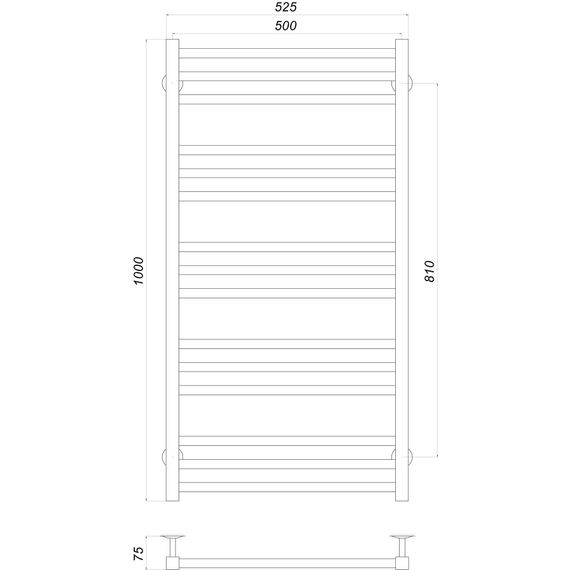 Рушникосушарка UNIO MS W 1000-500-15 BLK Модена чорна (22547) | Зображення 1