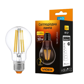 Лампа A60 10W E27 4100К 220V Filament LED Videx