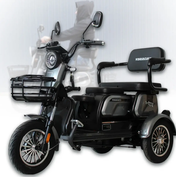 Электротрайк Crosser TR-1 LFP 1500W 76.8V 30Ah, трехколесный электроскутер, до 75 км, для взрослых и пожилых Сірий | Зображення 7
