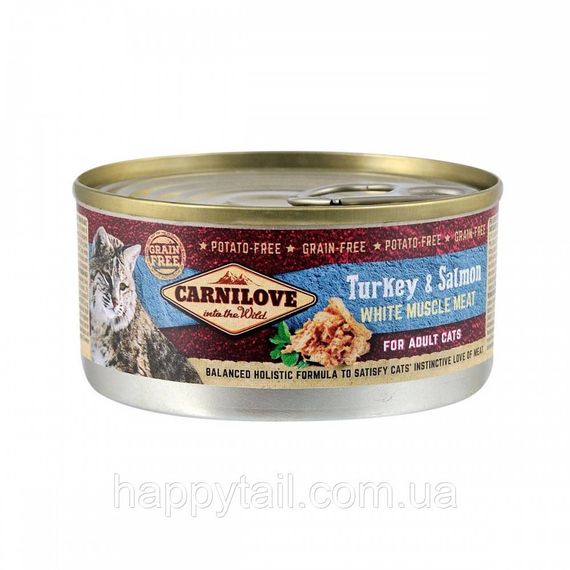 Влажный корм для взрослых кошек Carnilove Cat индейка и лосось консервы 100 г