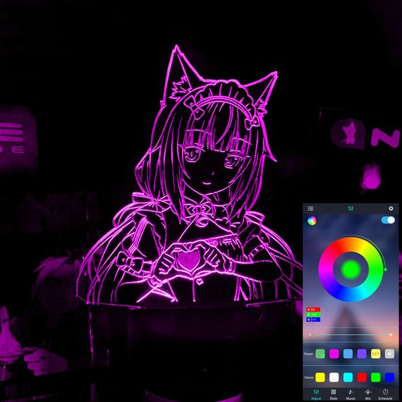 Акриловий світильник-нічник керування з телефона Nekopara tty-n001891