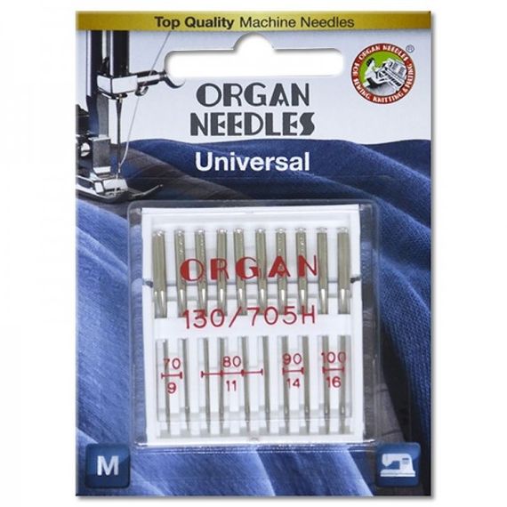Иглы швейные универсальные ORGAN MIX 70/80/90/100  для бытовых швейных машин блистерная упаковка 10 шт (6499)