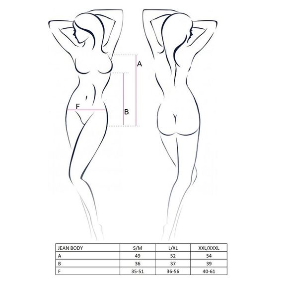 Боді монокіні під латекс Passion JEAN BODY XXL/XXXL, black | Зображення 1