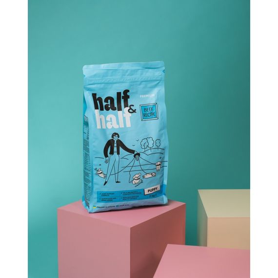 Корм сухий HalfHalf для цуценят усіх порід  із яловичиною 2 кг | Зображення 6