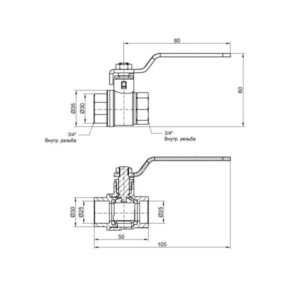 Кран кульовий Thermo Alliance Base 3/4" ВР для води (важіль) SD600W20 | Зображення 1
