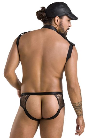 Комплект еротичної чоловічої білизни Passion 038 JOHN XXL/XXXL Black, боді, кепка sexstyle | Зображення 1