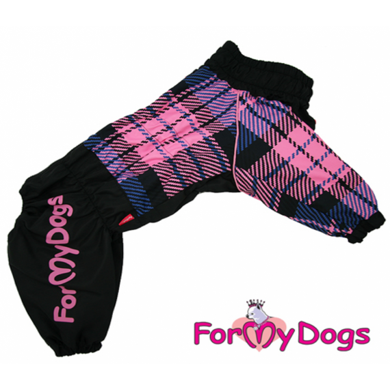 Дождевик для больших собак For My Dogs "Розовая клетка" черный | Зображення 1