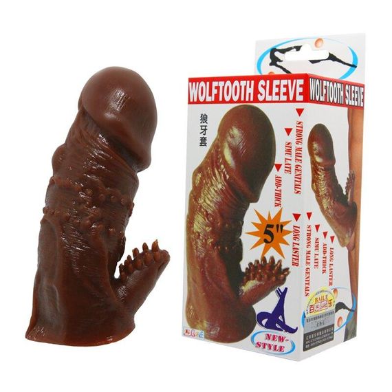 Насадка - презерватив BI-016001-0902S ( коричневый ) Sex Aura | Зображення 1