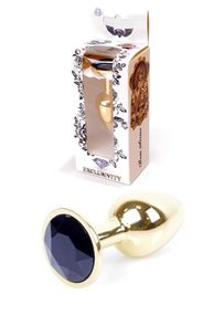 Анальна пробка B - Series HeavyFun Jawellery Gold Plug, чорна
