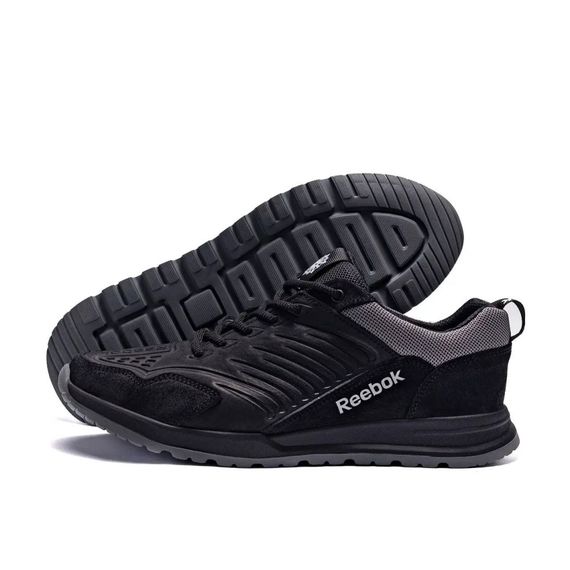 Демісезонні шкіряні кросівки Reebok чорні | Зображення 1