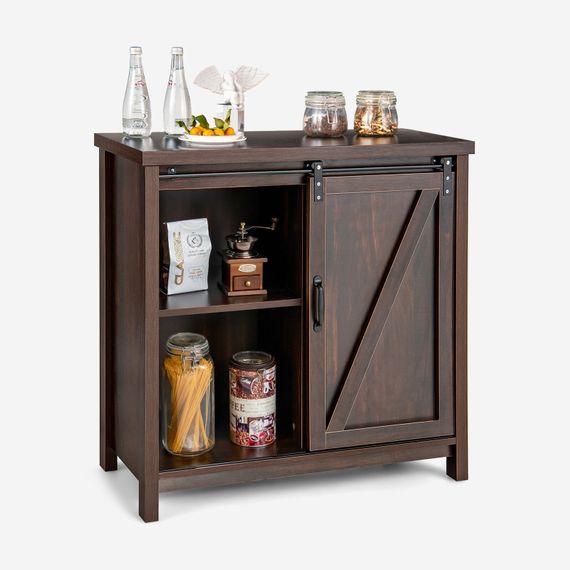 Кухонный комод-буфет Costway Sideboard с амбарной раздвижной дверцей лофт рустик | Зображення 3
