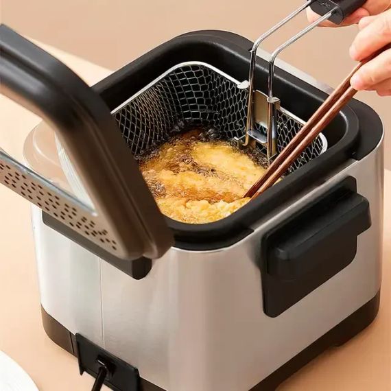 Фритюрница для дома на 1,5 л Crownberg CB 5542, 1200 Вт для картошки фри, нагетсов | Зображення 1
