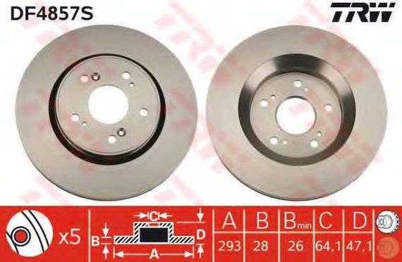 Диск гальмівний HONDA CR-V III передн., вент. (вир-во TRW) TRW DF4857S на HONDA CR-V Mk III (RE)