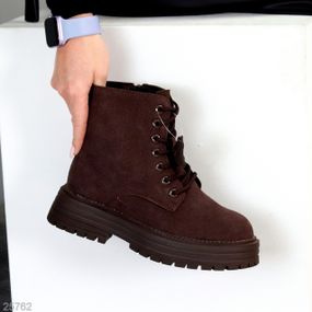 Повсякденні шоколадні зимові черевики берці натуральна замша доступна ціна 39