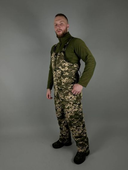 Напівкомбінезон зимовий тактичний Піксель, Чоловічий військовий комбінезон утеплений на синтепоні
