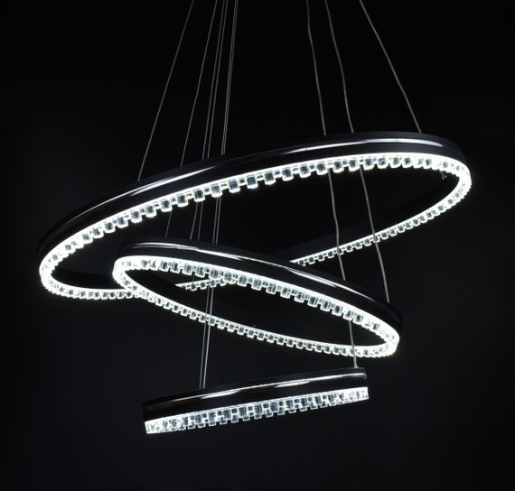 Люстра світлодіодна підвісна LED світильник для квартири на стелю лед з пультом 26540 Чорний 50-140х60х60 см. | Зображення 4