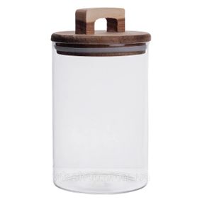 Высокая стеклянная банка 1,5 л с бамбуковой крышкой для хранения круп и продуктов