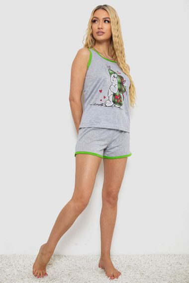 Жіноча піжама з принтом, колір сіро-салатовий, 238RB40 | Зображення 1